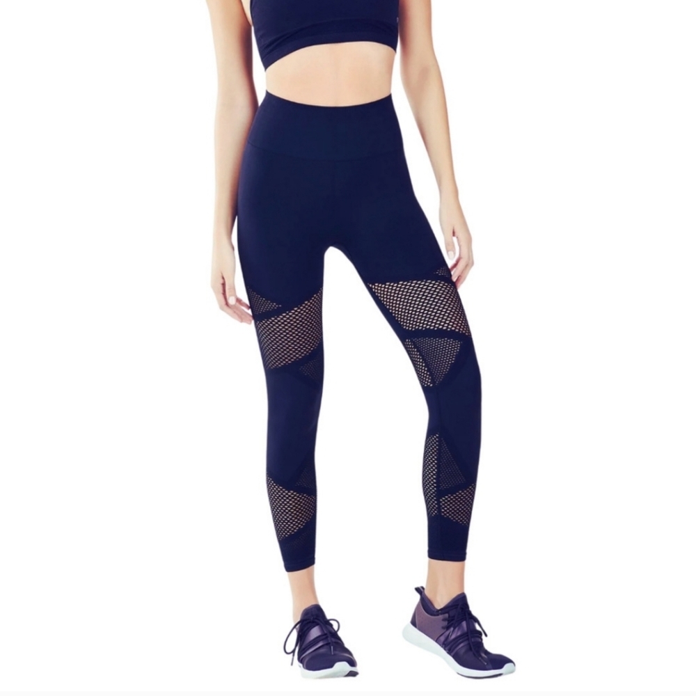 Fabletics‎ Mosaic  Navy Cropped High Waisted Leggings